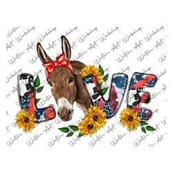 love donkey with sunflower png, donkey love png, donkey sublimation, bandana png, donkey png, farm animals png, farm png