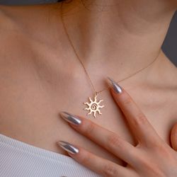 Gold Sun Necklace, Dainty Sun Necklace, Summer Necklace, Summer Jewelry, Necklace For Woman, Minimalist Necklace, Gift