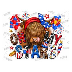 oh my stars, western 4th of july cow background png, cow sublimation design, american flag background png,sunflower cow