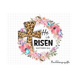 he is risen leopard cross christian jesus happy easter png, christian png, easter png, floral easter png, jesus cross pn
