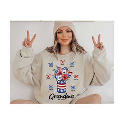 personalized 4th of july grandma png, 4th of july png, grandma flower with kids names, american flag png, floral grandma