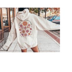 cottage core womens shirt, love one another hoodie, mushroom sweatshirt, cottagecore, hippie sweatshirt