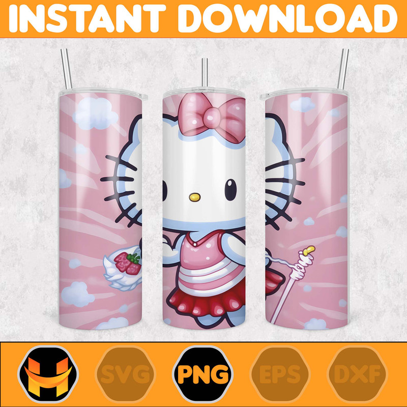 Kitty Coffee Tumbler Spring Flower Pink Cat PNG, 20oz Straight Skinny Wrap, Cartoon Tumbler, Tumbler Wrap (15).jpg