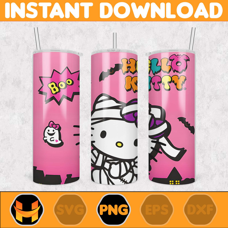 Kitty Coffee Tumbler Spring Flower Pink Cat PNG, 20oz Straight Skinny Wrap, Cartoon Tumbler, Tumbler Wrap (18).jpg
