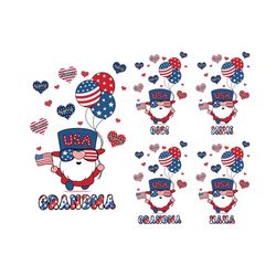 personalized 4th of july gnome grandma png, 4th of july png, custom grandma png with kids name, independence day gnome p