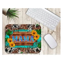 Western Mama Mouse Pad Png, Western Mama Png, Mouse Pad Png, Cactus Png, Sunflower Png, Western Cowhide Design Png Downl
