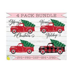 christmas truck svg bundle, red truck farmhouse christmas svg  holiday tree decoration svg files for cricut downloads si