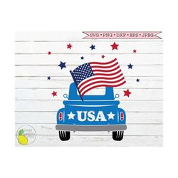 4th of july truck svg, summer svg patriotic svg amercian flag svg usa svg farmhouse svg files for cricut downloads silho