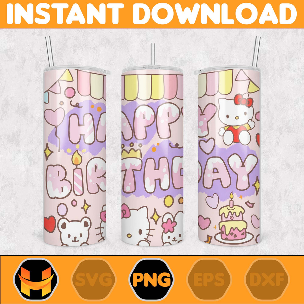 Kitty Coffee Tumbler Spring Flower Pink Cat PNG, 20oz Straight Skinny Wrap, Cartoon Tumbler, Tumbler Wrap (28).jpg