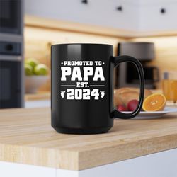 promoted to papa est 2024 mug, promoted to papa est 2024 coffee and tea gift mug, pro