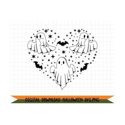 spooky season svg, ghost svg, ghost svg,kids halloween svg, bat svg, creepy ghost in heart svg, funny fall png ,files fo