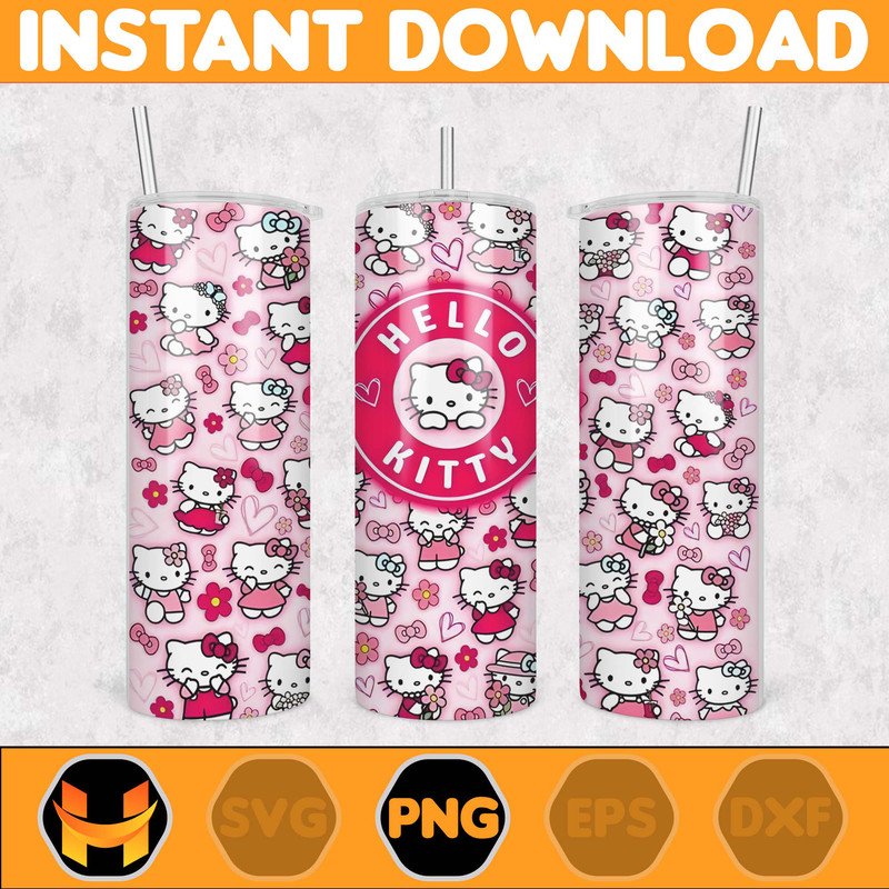 Kitty Coffee Tumbler Spring Flower Pink Cat PNG, 20oz Straight Skinny Wrap, Cartoon Tumbler, Tumbler Wrap (36).jpg