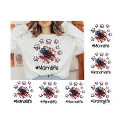 bundle personalized grandma with kids names png, 4th of july sunflower png, mama png, mimi png, buterfly 4th of july, in