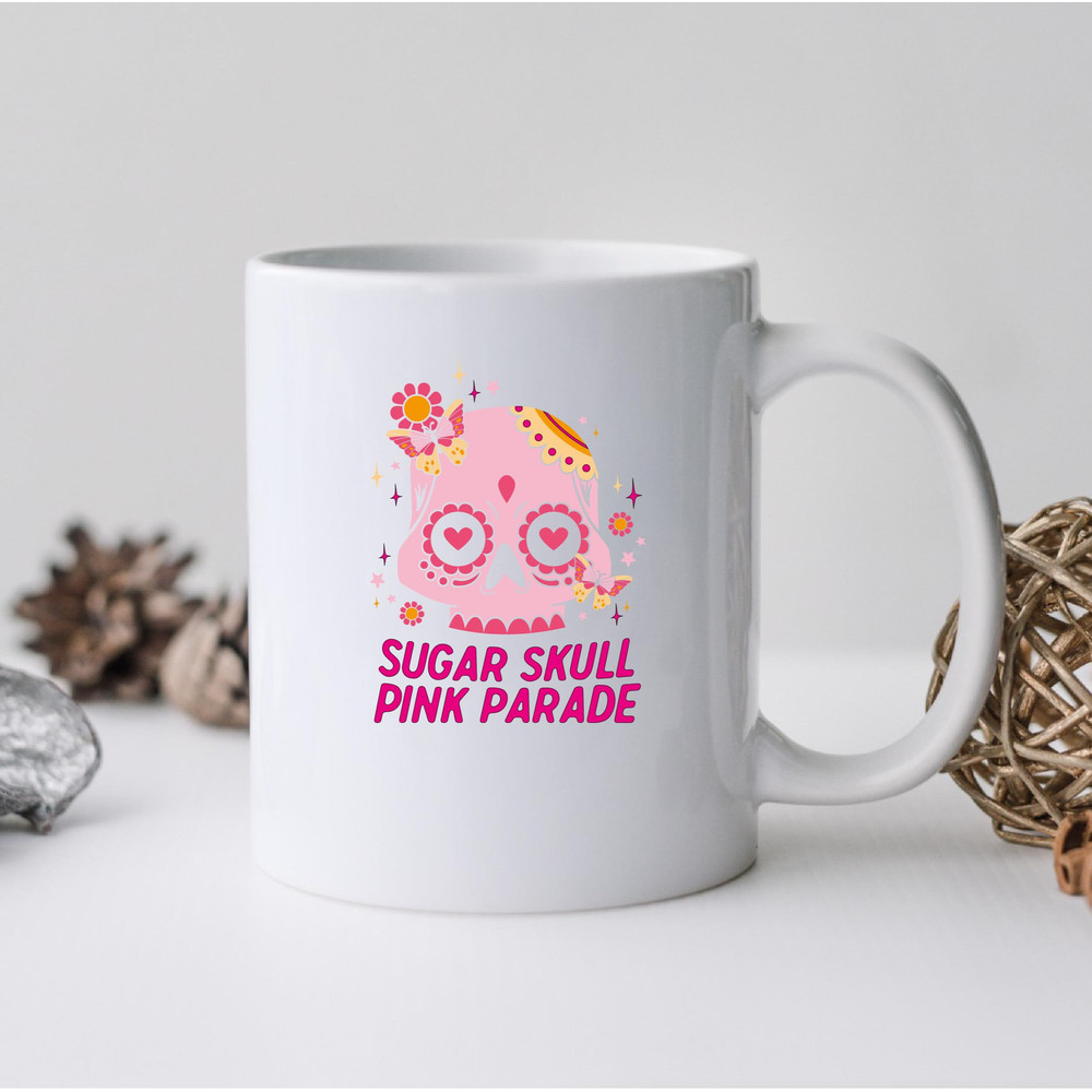 Sugar Skull Pink Parade Mug, Sugar Skull Pink Parade Coffee and Tea Gift Mug, Sugar Skull Pink Parade Gift, Sugar Skull Mug, Pink Parade - 2.jpg