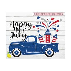 4th of july truck svg, summer svg country svg amercian flag svg usa fireworks farmhouse svg files for cricut downloads s