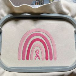 Pink Rainbow Embroidery Designs, Breast Cancer Embroidery Designs, Cancer Awareness Embroidery Designs, Cancer Support Embroidery