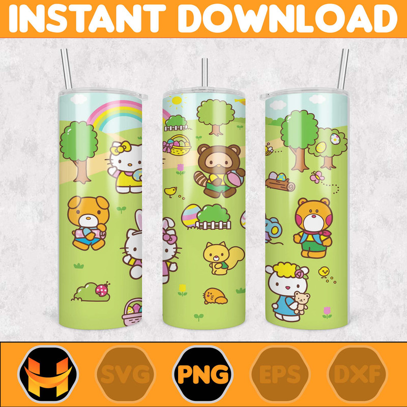 Kitty Coffee Tumbler Spring Flower Pink Cat PNG, 20oz Straight Skinny Wrap, Cartoon Tumbler, Tumbler Wrap (59).jpg