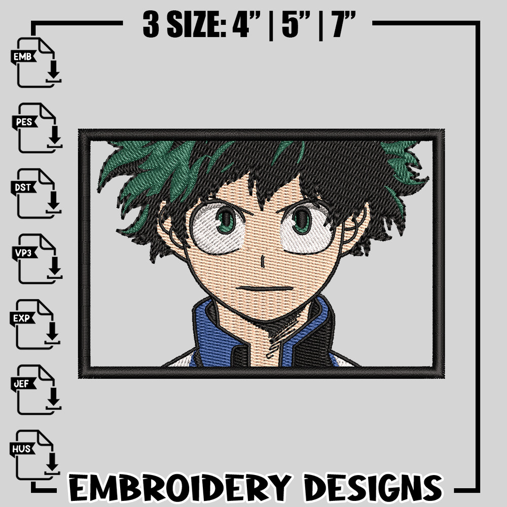 Izuku Midoriya embroidery design