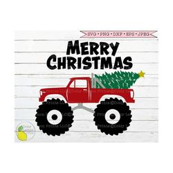 christmas monster truck svg, red truck christmas tree svg  holiday decoration svg files for cricut downloads silhouette