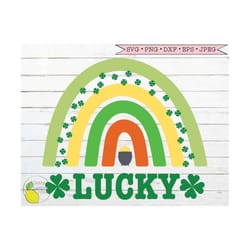 st patricks day svg, rainbow lucky shamrock svg pot of gold svg irish svg farmhouse svg files for cricut downloads silho