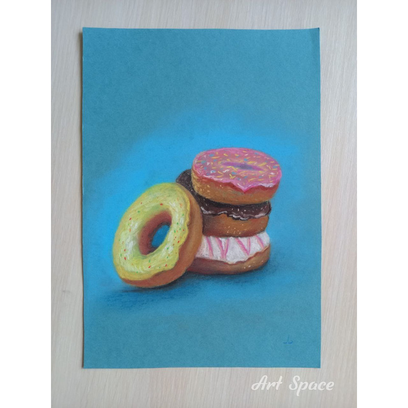 donuts-dessert-food-pastel painting-bright food-sweetness-handmade painting-blue painting-1.jpg