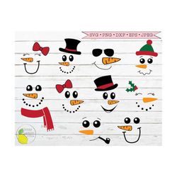christmas snowman face svg bundle, christmas svg frosty snowman svg winter holiday svg files for cricut downloads silhou