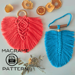 Set 2 Feather Macrame Pattern / Leaf tutorial / Step by Step DIY / Macrame Wall Hanging pattern PDF / Easy macrame decor