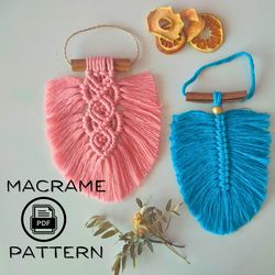 Set 2 Feather Macrame Pattern / Leaf tutorial / Step by Step DIY / Macrame Wall Hanging pattern PDF / Easy macrame decor