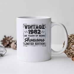 vintage 1982 40 years of being awesome mug, vintage 1982 coffee and tea gift mug