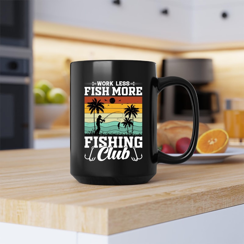 Work Less Fish More Fishing Club Mug, Work Less Fish More Fish Club Coffee and Tea Gift Mug, Fish More Fishing Club Gift, Fishing, Fish Club - 2.jpg