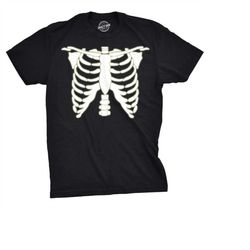 mens glowing skeleton rib cage tshirt, glow in the dark shirt, halloween tshirt, glow in the dark costume, halloween cos