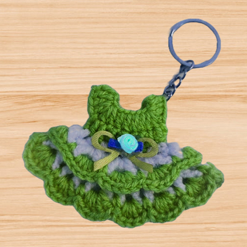 A crochet dress keychain pattern