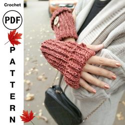 Crochet Pattern Mitts with lapel, how to crochet mittens, easy crochet pattern, crochet gift, crochet fingerless gloves