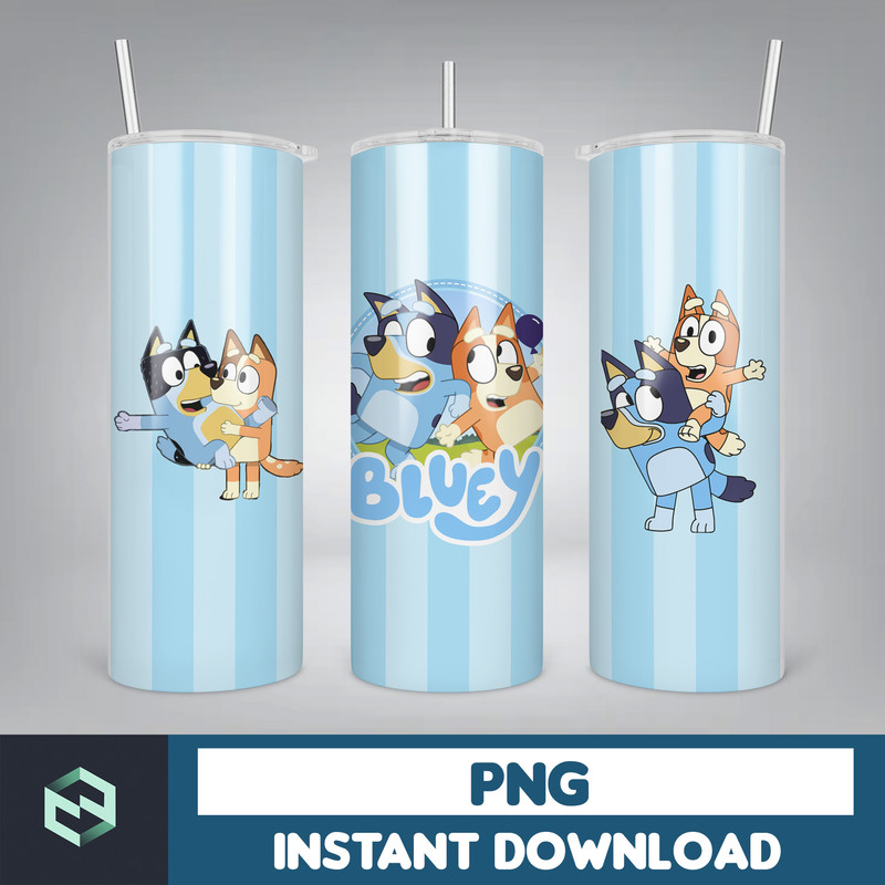 Blue Dog Tumbler Wrap, Instant Download 20oz Tumbler PNG Wraps Design, Digital Cartoon 20 oz Skinny Tumblers Designs Template (10).jpg