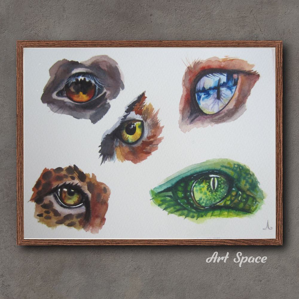 animal eyes-small painting-watercolor painting-handmade picture-animals-2.jpg