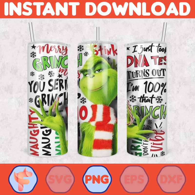 Christmas Tumbler Sublimation Designs, 20oz Skinny Tumbler Wrap, Cartoon Funny Christmas Design Tumbler PNG (1).jpg