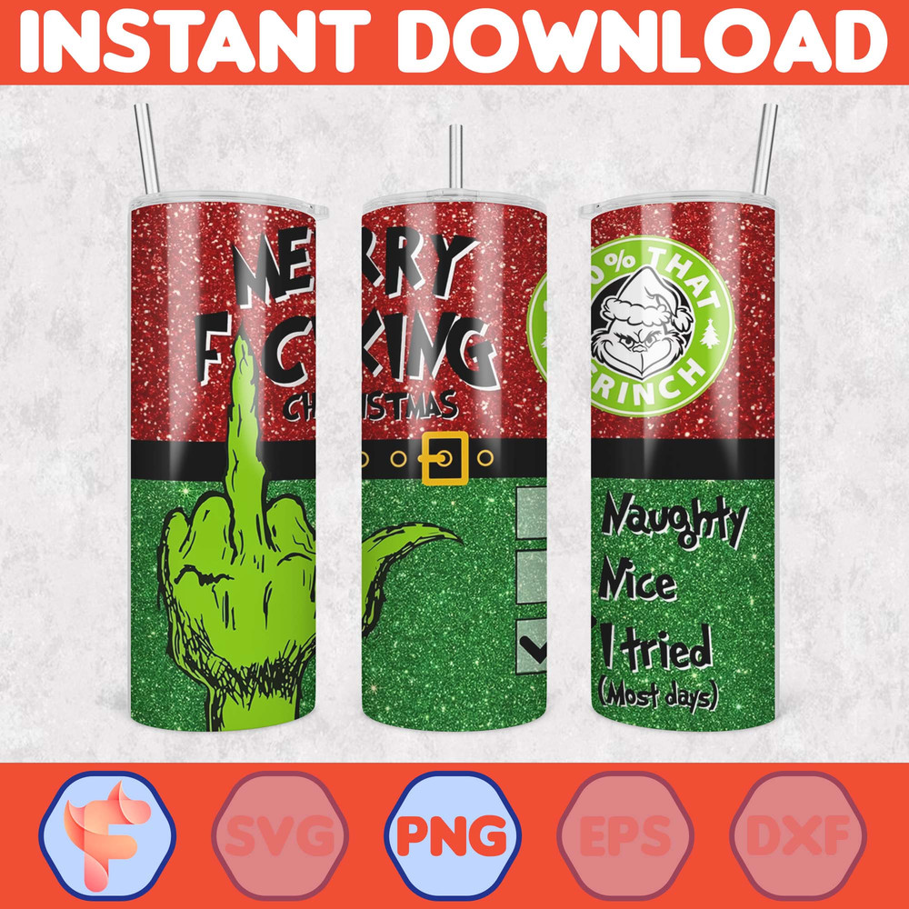 Christmas Tumbler Sublimation Designs, 20oz Skinny Tumbler Wrap, Cartoon Funny Christmas Design Tumbler PNG (18).jpg