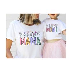 mama and mini svg, mama flowers svg, mommy and me svg, mommy daughter svg, boho mama svg, toddler shirt svg, mama mini f