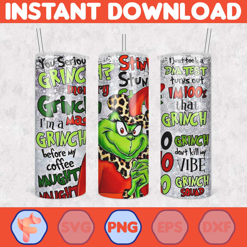 Christmas Tumbler Sublimation Designs, 20oz Skinny Tumbler Wrap, Cartoon Funny Christmas Design Tumbler PNG (29).jpg