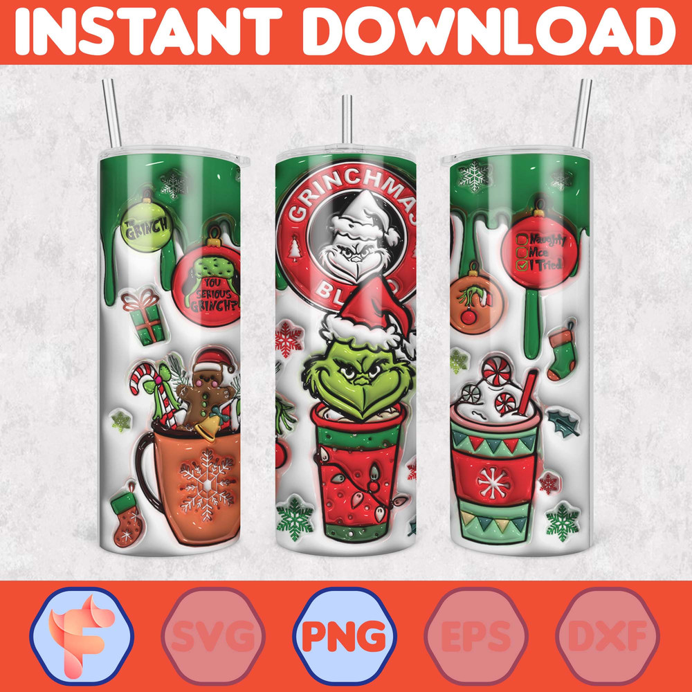 Christmas Tumbler Sublimation Designs, 20oz Skinny Tumbler Wrap, Cartoon Funny Christmas Design Tumbler PNG (39).jpg