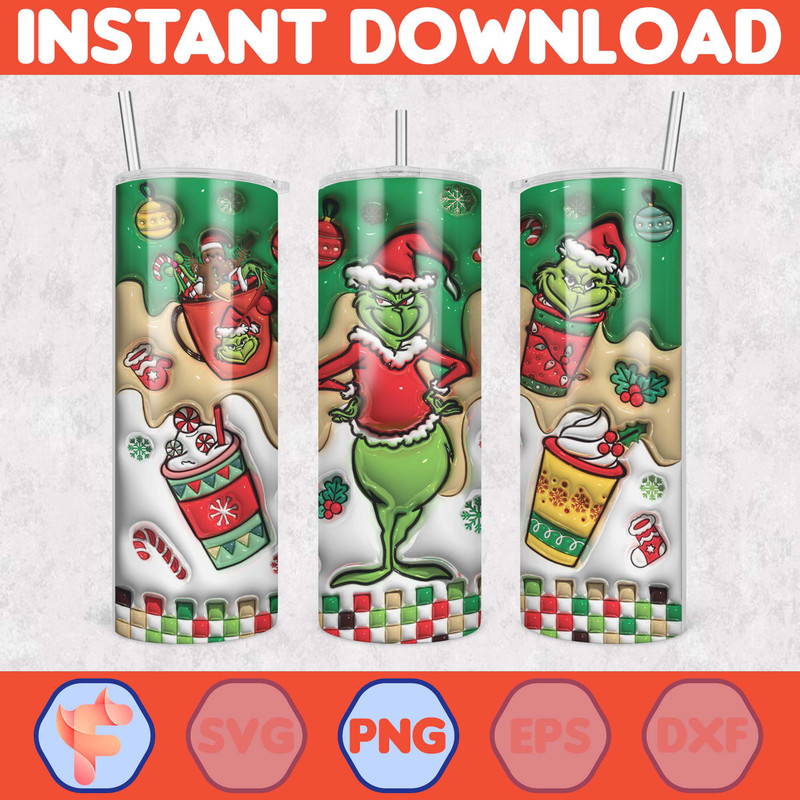 Christmas Tumbler Sublimation Designs, 20oz Skinny Tumbler Wrap, Cartoon Funny Christmas Design Tumbler PNG (40).jpg