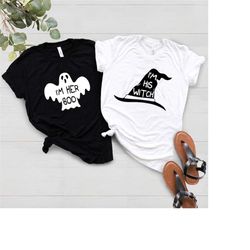 halloween couple shirts, matching shirts, funny halloween shirt, couples shirt, fall shirts, i'm her boo, i'm his witch
