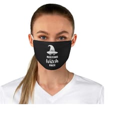 resting witch face face mask, halloween face mask, reusable washable fabric face mask usa made, one size fits all face m