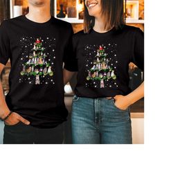 tshirt (5342) cat christmas tree t-shirt merry christmas tops meowy merry catmas xmas cat lover kitten cats funny santa
