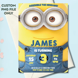 personalized file minion birthday invitation, minion invitation, minion invite, minions party, kid invite, boys invite