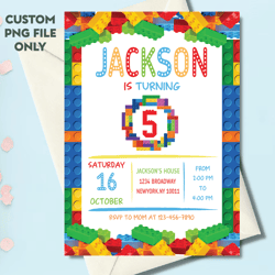 personalized file building blocks birthday invitation | building bricks kids birthday party invite | printable