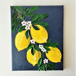 Fruity Art: Lemon Textured Acrylic Painting on Canvas
