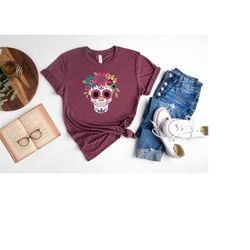 skull flower shirt, skeleton shirt, halloween tee, halloween gift, halloween costume, skull shirt, skeleton paradise