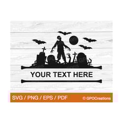 zombie svg, halloween zombie split frame svg, halloween graveyard svg, spooky graveyard cemetery png, graveyard silhouet
