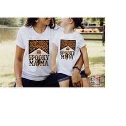 spooky mama shirt, spooky mini tshirt, spooky season, leopard halloween, mama and mini tee, family shirts,halloween for